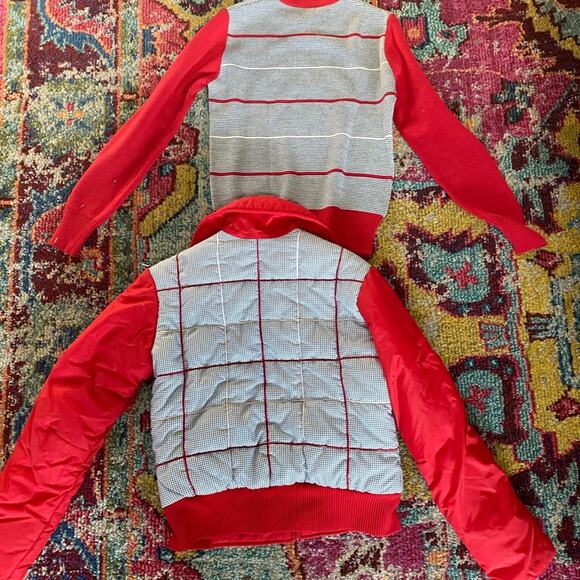 EUC Vintage Slalom Red White Blue Matching Ski Sweater & Jacket Fits a Small - Picture 3 of 11